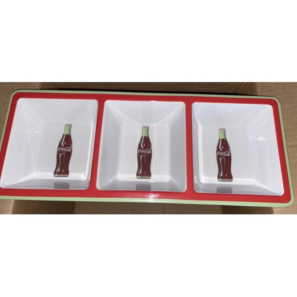 Coca-Cola Red and White Triple Dish Tray new